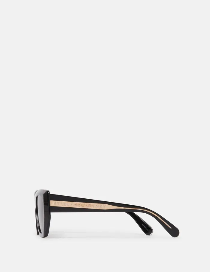 Stella McCartney Sunglasses Women Logo CatEye Sunglasses Glossy Black And Gold Stella McCartney Sunglasses Women Logo CatEye Sunglasses Glossy Black And Gold