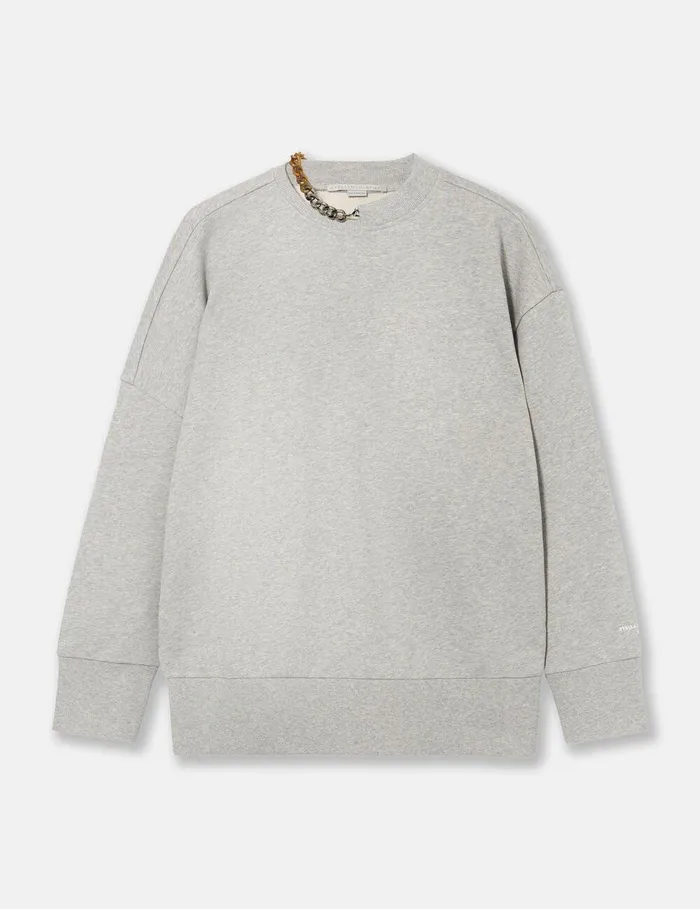 Stella McCartney Sweatshirts And TShirts Women ChainEmbellished Sweatshirt Light Grey Melange Stella McCartney Sweatshirts And TShirts Women ChainEmbellished Sweatshirt Light Grey Melange