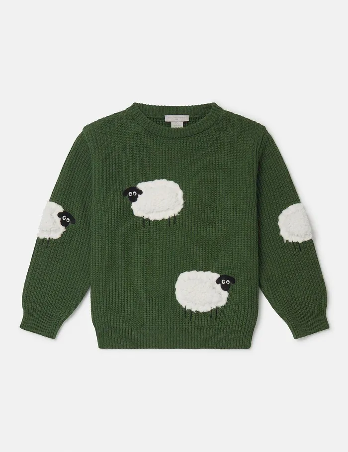 Stella McCartney TShirts And Sweatshirt Kids Sheep Appliqu Sweater Green