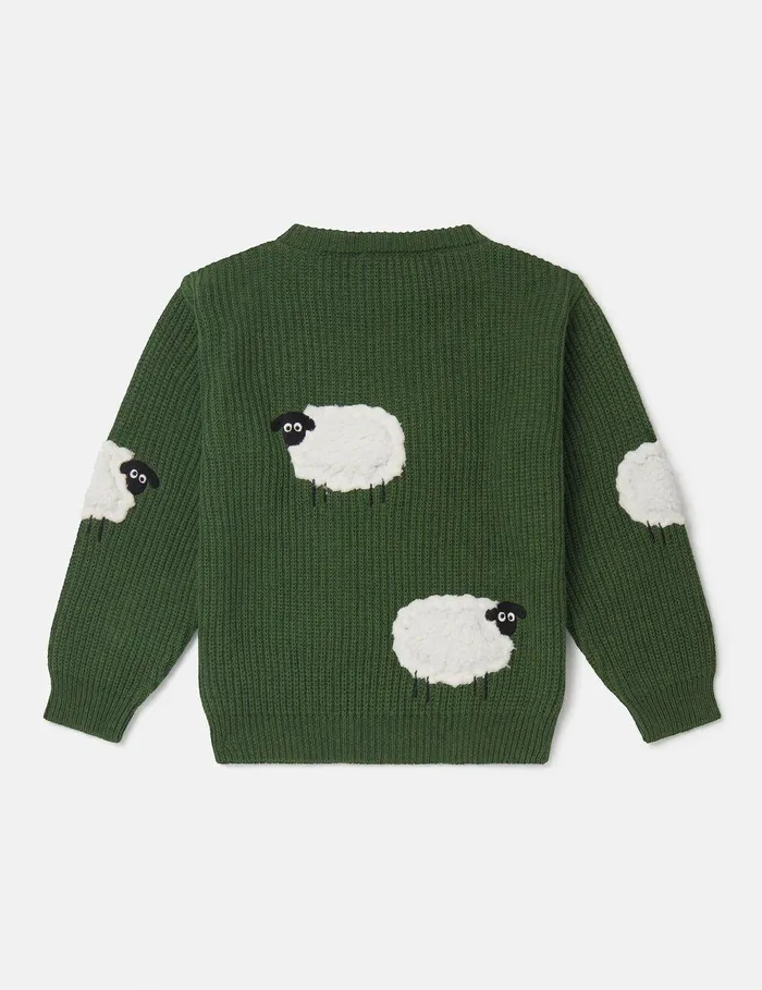 Stella McCartney TShirts And Sweatshirt Kids Sheep Appliqu Sweater Green Stella McCartney TShirts And Sweatshirt Kids Sheep Appliqu Sweater Green