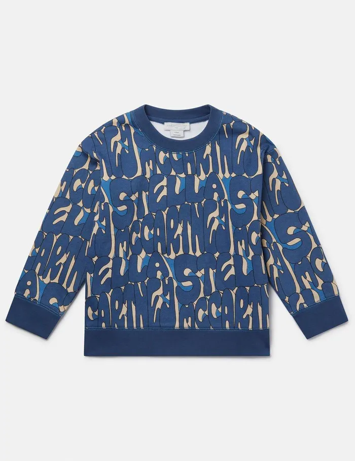 Stella McCartney TShirts And Sweatshirt Kids Stella Print Sweatshirt Multicolor Blue Stella McCartney TShirts And Sweatshirt Kids Stella Print Sweatshirt Multicolor Blue