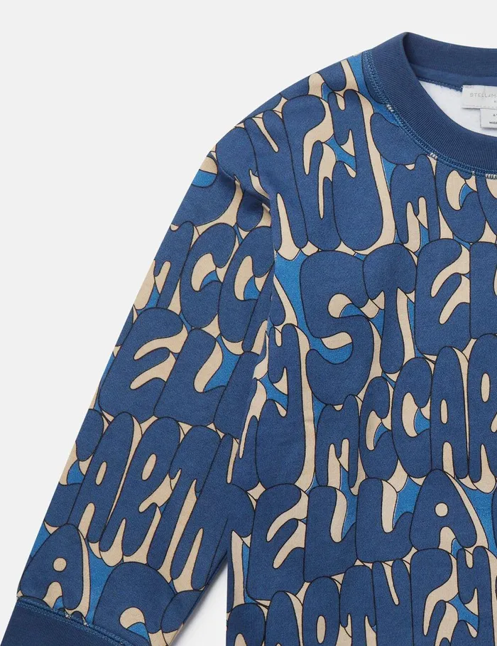 Stella McCartney TShirts And Sweatshirt Kids Stella Print Sweatshirt Multicolor Blue Stella McCartney TShirts And Sweatshirt Kids Stella Print Sweatshirt Multicolor Blue