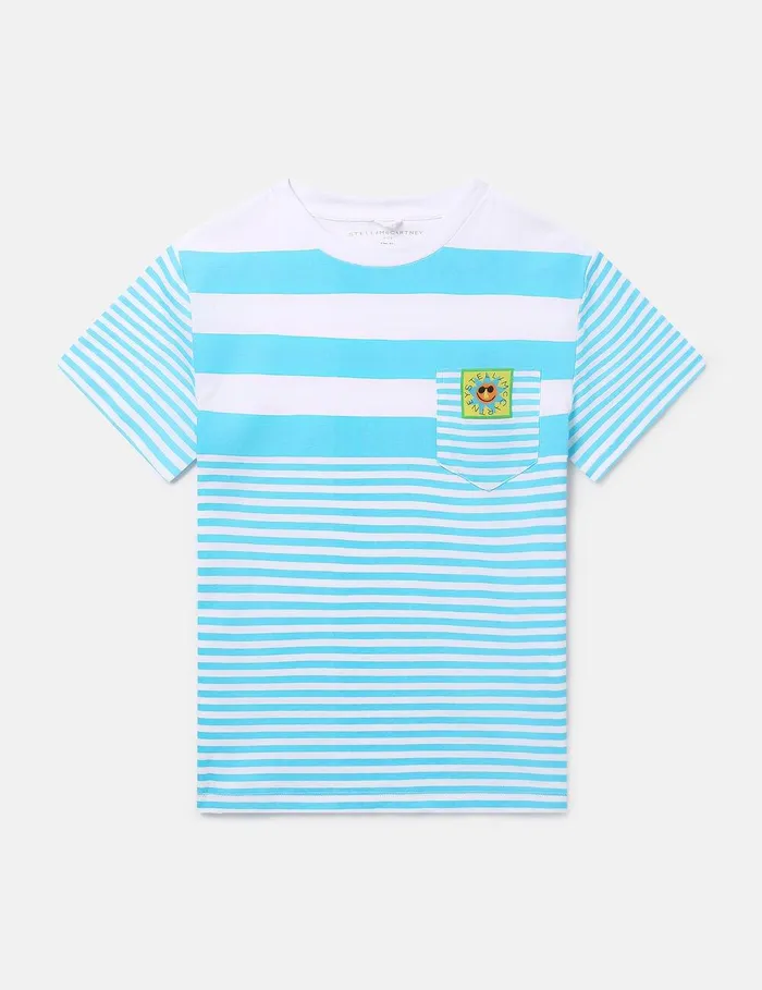 Stella McCartney TShirts And Sweatshirt Kids Sunshine Motif Striped TShirt Blue Stella McCartney TShirts And Sweatshirt Kids Sunshine Motif Striped TShirt Blue