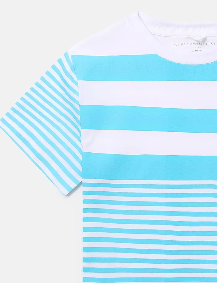 Stella McCartney TShirts And Sweatshirt Kids Sunshine Motif Striped TShirt Blue Stella McCartney TShirts And Sweatshirt Kids Sunshine Motif Striped TShirt Blue