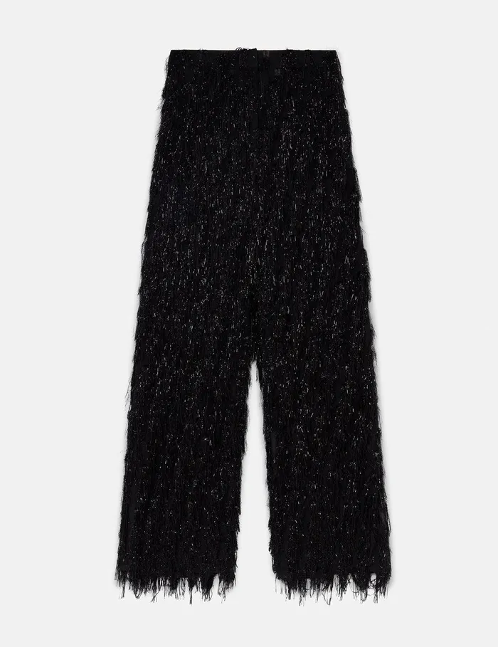 Stella McCartney Tailoring Women LowRise Glitter Tassel Pants Black Glitter
