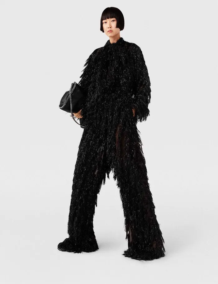 Stella McCartney Tailoring Women LowRise Glitter Tassel Pants Black Glitter Stella McCartney Tailoring Women LowRise Glitter Tassel Pants Black Glitter
