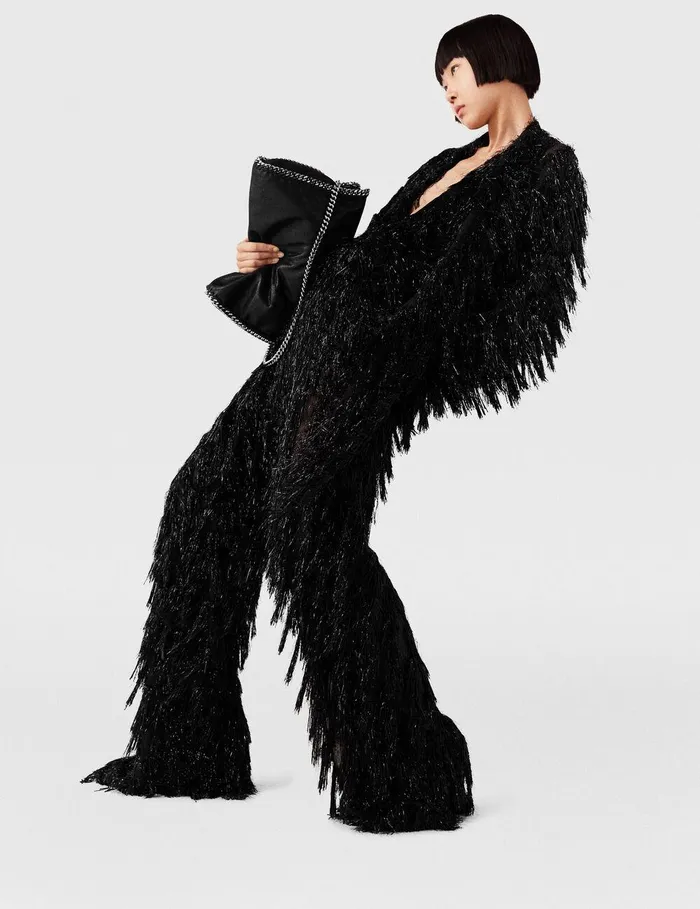 Stella McCartney Tailoring Women LowRise Glitter Tassel Pants Black Glitter Stella McCartney Tailoring Women LowRise Glitter Tassel Pants Black Glitter
