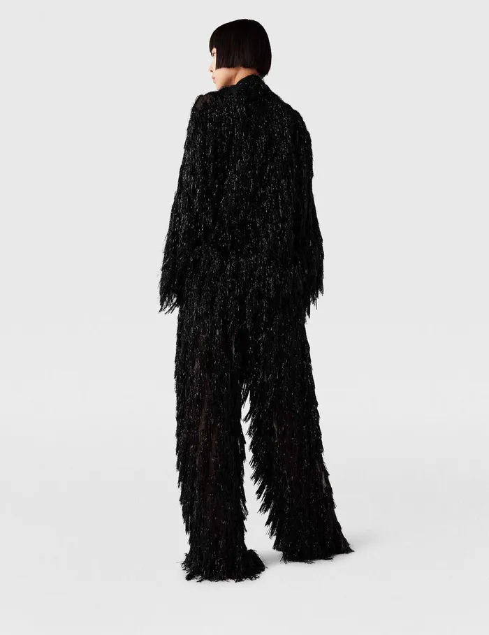 Stella McCartney Tailoring Women LowRise Glitter Tassel Pants Black Glitter Stella McCartney Tailoring Women LowRise Glitter Tassel Pants Black Glitter