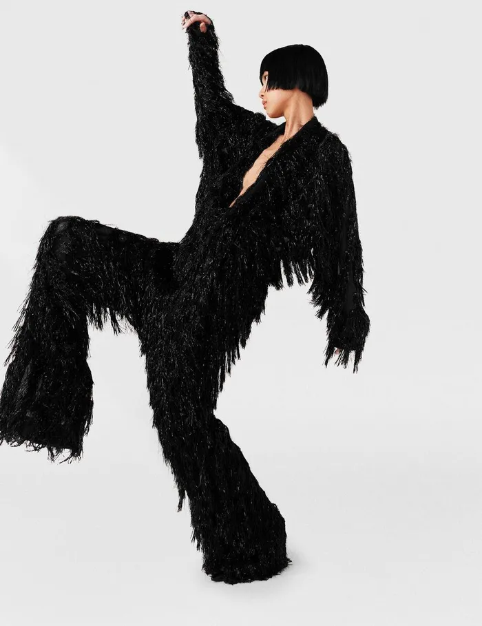 Stella McCartney Tailoring Women LowRise Glitter Tassel Pants Black Glitter Stella McCartney Tailoring Women LowRise Glitter Tassel Pants Black Glitter