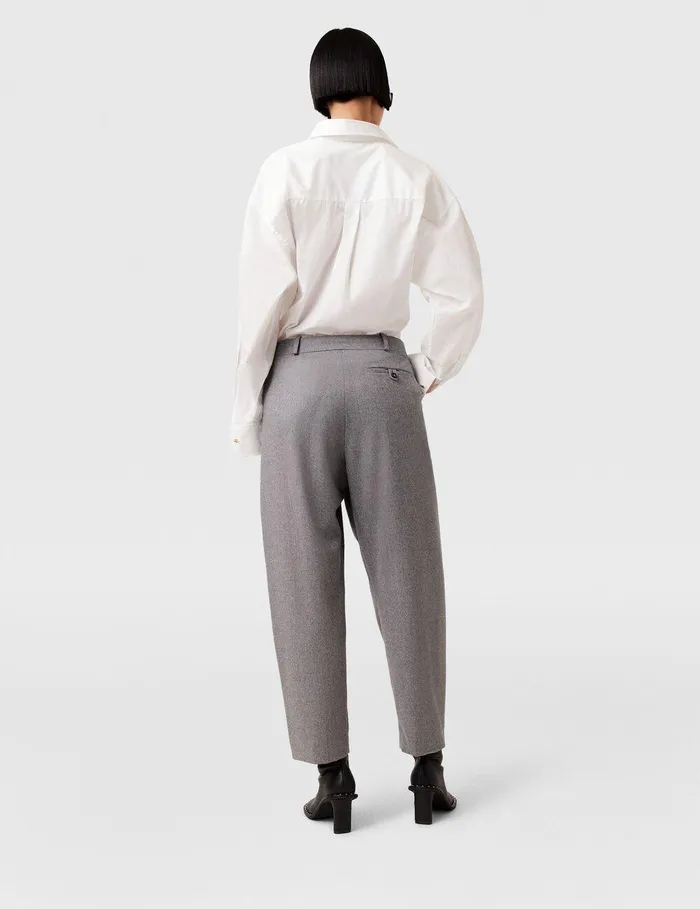 Stella McCartney Tailoring Women Pleated HighRise Wool Pants Light Grey Melange Stella McCartney Tailoring Women Pleated HighRise Wool Pants Light Grey Melange
