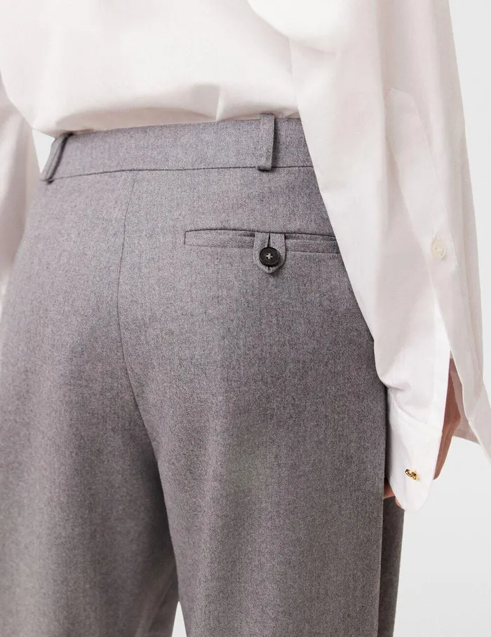Stella McCartney Tailoring Women Pleated HighRise Wool Pants Light Grey Melange Stella McCartney Tailoring Women Pleated HighRise Wool Pants Light Grey Melange