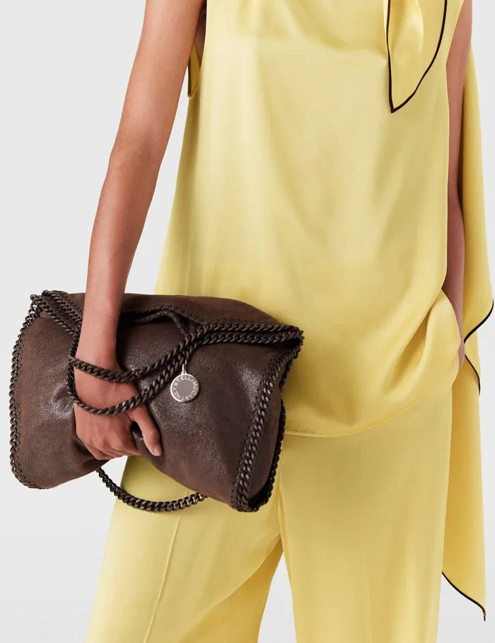 Stella McCartney Tote Bags Women Falabella FoldOver Enamel Tote Bag Mahogany Stella McCartney Tote Bags Women Falabella FoldOver Enamel Tote Bag Mahogany