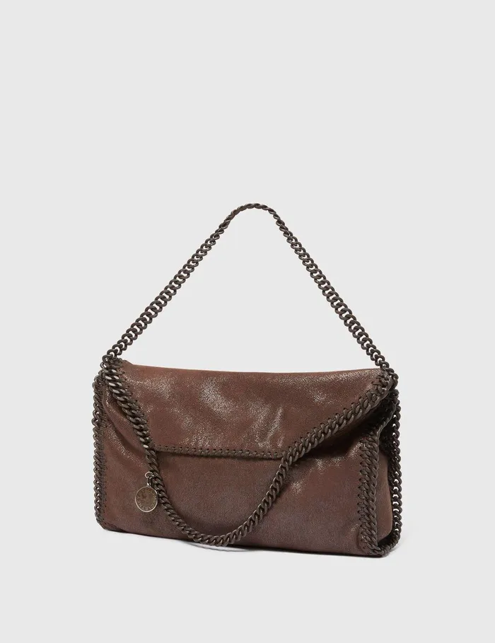 Stella McCartney Tote Bags Women Falabella FoldOver Enamel Tote Bag Mahogany Stella McCartney Tote Bags Women Falabella FoldOver Enamel Tote Bag Mahogany
