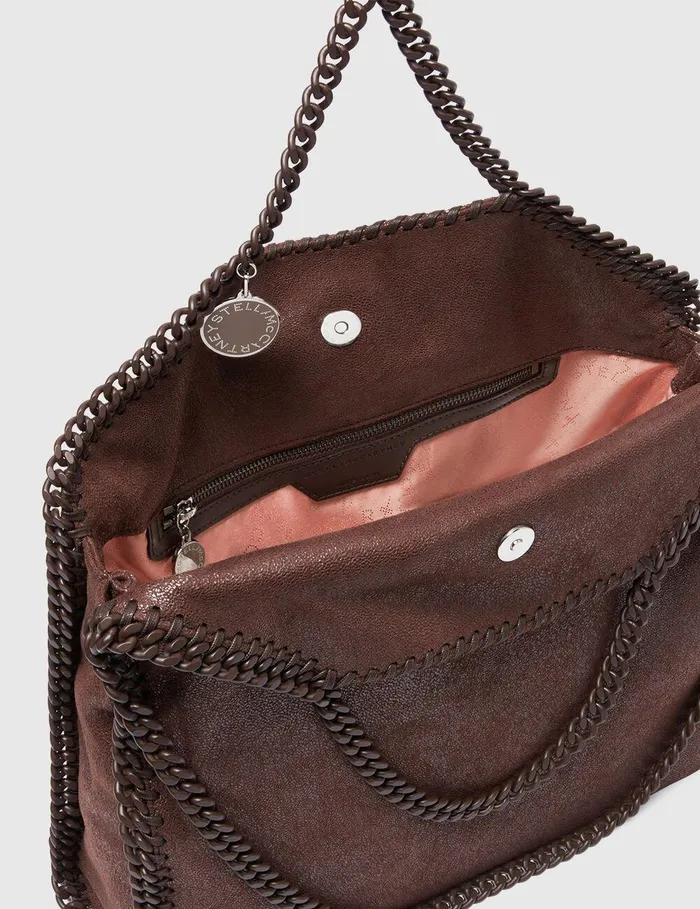 Stella McCartney Tote Bags Women Falabella FoldOver Enamel Tote Bag Mahogany Stella McCartney Tote Bags Women Falabella FoldOver Enamel Tote Bag Mahogany