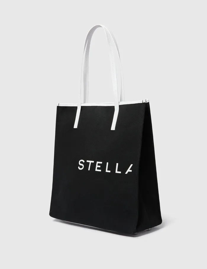 Stella McCartney Tote Bags Women SMC Bananatex Large Tote Bag Black And White Stella McCartney Tote Bags Women SMC Bananatex Large Tote Bag Black And White