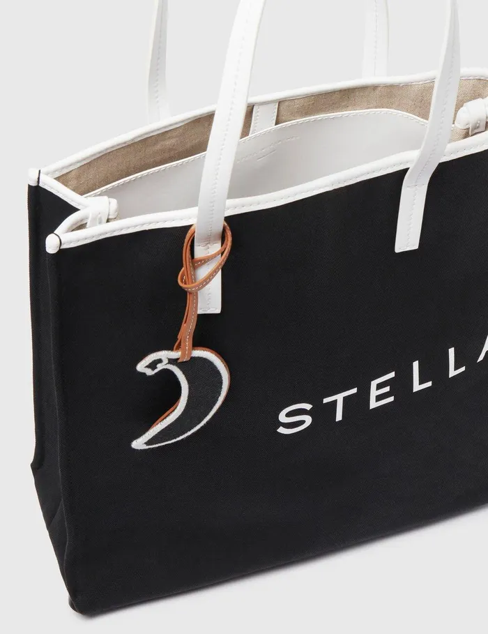 Stella McCartney Tote Bags Women SMC Bananatex Large Tote Bag Black And White Stella McCartney Tote Bags Women SMC Bananatex Large Tote Bag Black And White