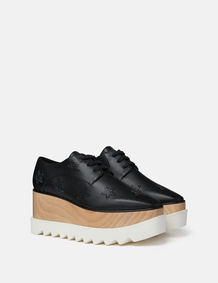 Stella McCartney Wedges Women Elyse Crystal Star Platform Shoes Black Stella McCartney Wedges Women Elyse Crystal Star Platform Shoes Black