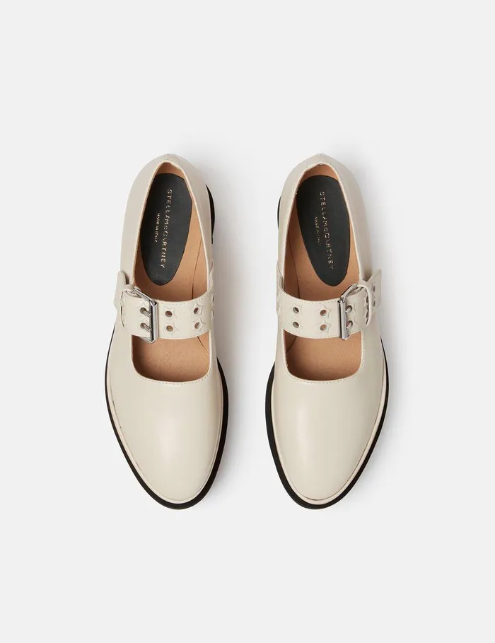 Stella McCartney Wedges Women Elyse StarStudded Mary Janes Stone White Stella McCartney Wedges Women Elyse StarStudded Mary Janes Stone White