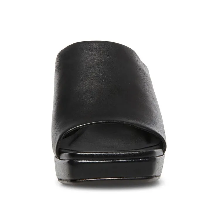 Steve Madden Dedicate Black Leather Womens Mules Steve Madden Dedicate Black Leather Womens Mules