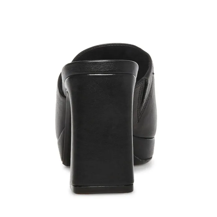 Steve Madden Dedicate Black Leather Womens Mules Steve Madden Dedicate Black Leather Womens Mules