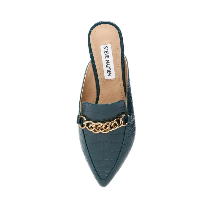 Steve Madden Foreseen Turquoise Crocodile Womens Flats
