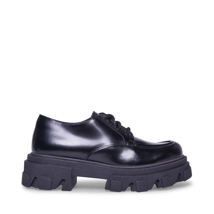 Steve Madden Helga Black Leather Womens Loafers