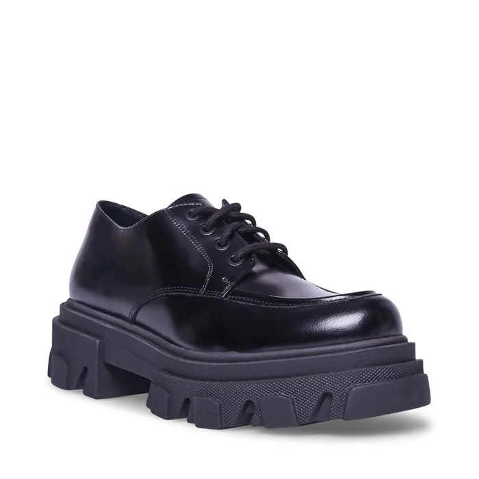 Steve Madden Helga Black Leather Womens Loafers