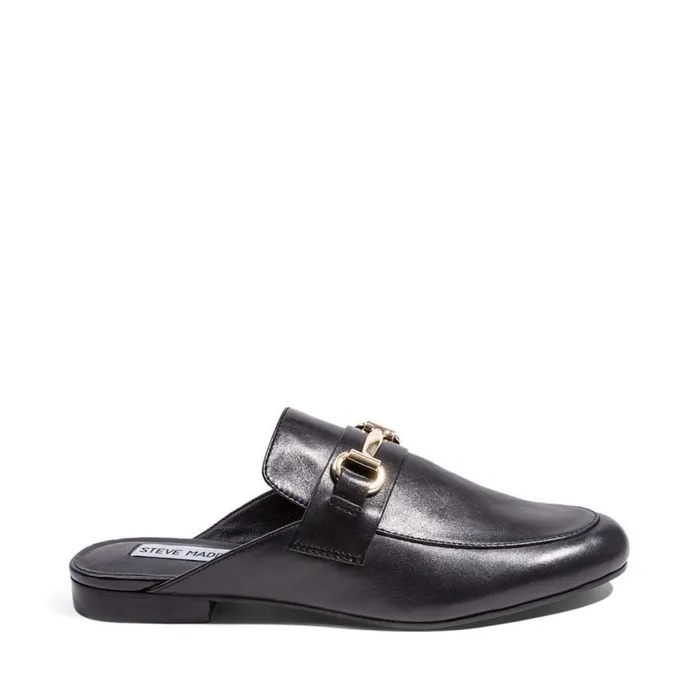 Steve Madden Kandi Black Leather Womens Mules