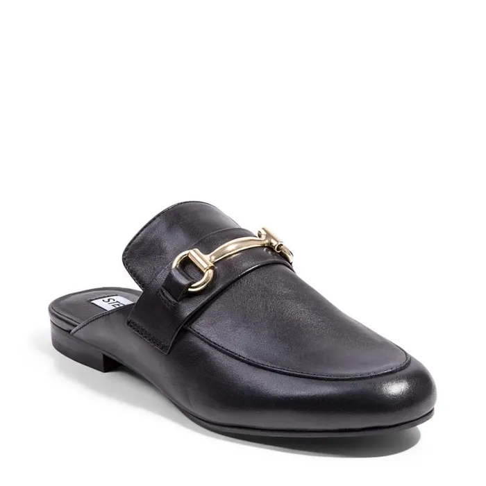Steve Madden Kandi Black Leather Womens Mules