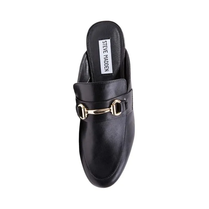 Steve Madden Kandi Black Leather Womens Mules