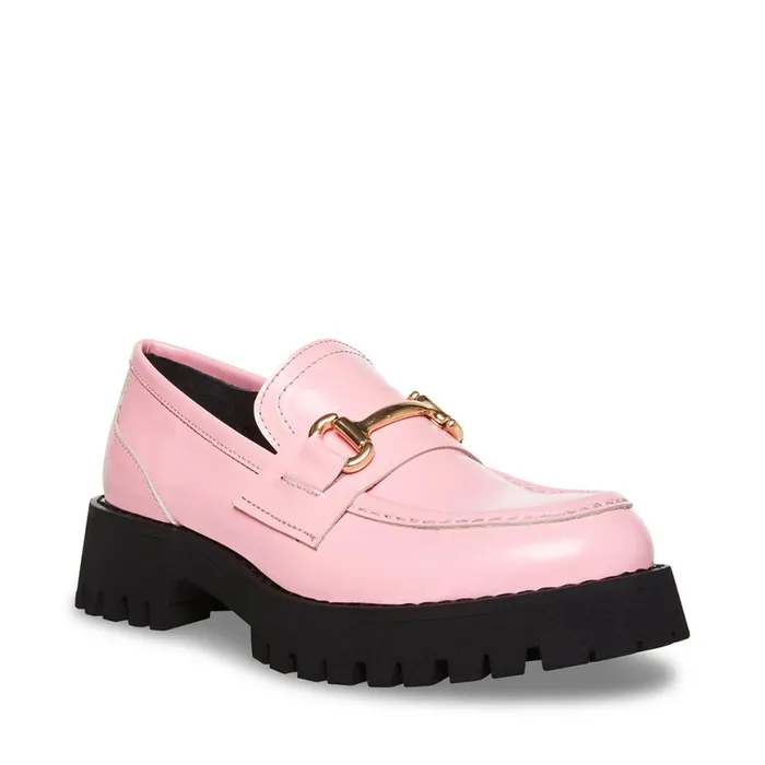 Steve Madden Lando Pink Leather Womens Loafers Steve Madden Lando Pink Leather Womens Loafers
