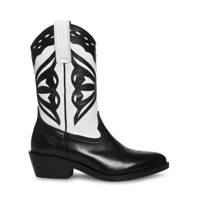 Steve Madden Laredo M Blackwhite Black White Womens Boots