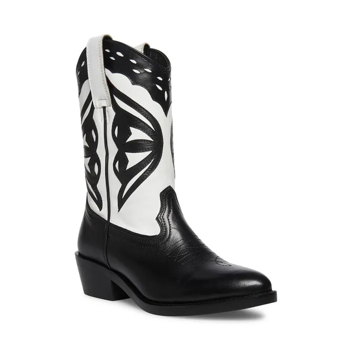 Steve Madden Laredo M Blackwhite Black White Womens Boots Steve Madden Laredo M Blackwhite Black White Womens Boots