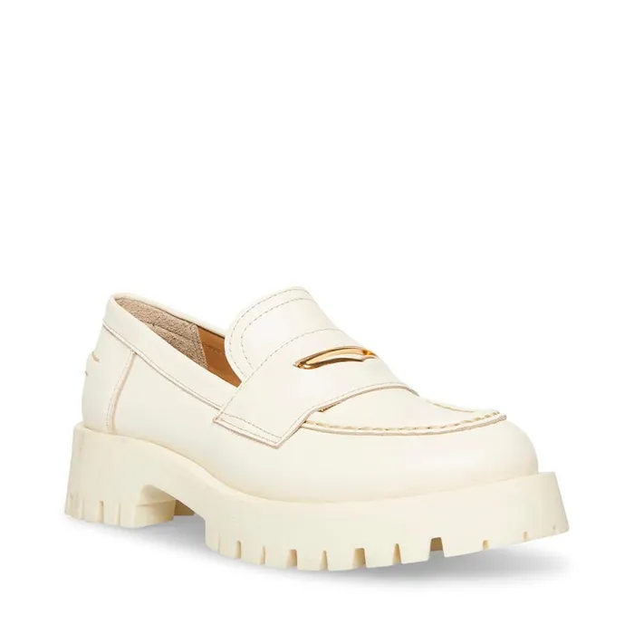 Steve Madden Lawrence Bone Leather Womens Loafers