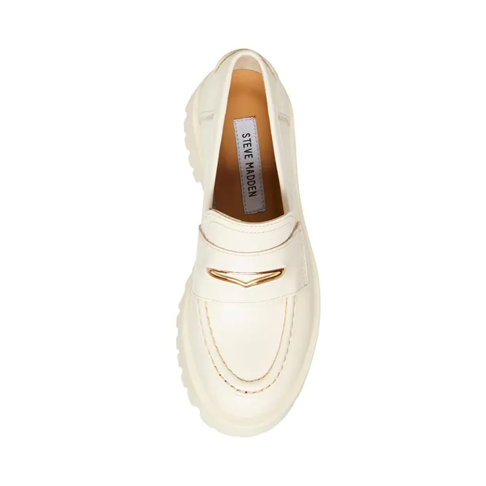 Steve Madden Lawrence Bone Leather Womens Loafers