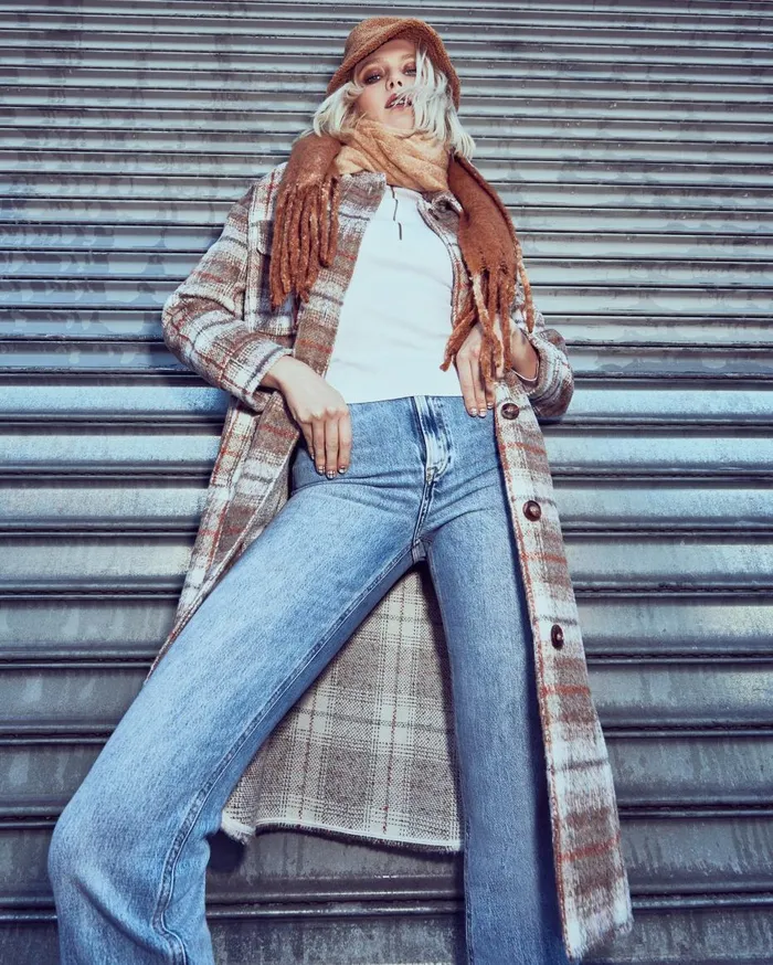 Steve Madden Long Plaid Coat Taupe Womens Jackets and Coats Steve Madden Long Plaid Coat Taupe Womens Jackets and Coats