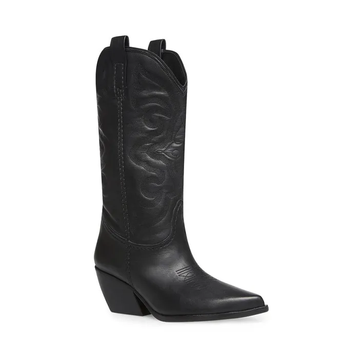 Steve Madden West Black Leather Womens Boots Steve Madden West Black Leather Womens Boots