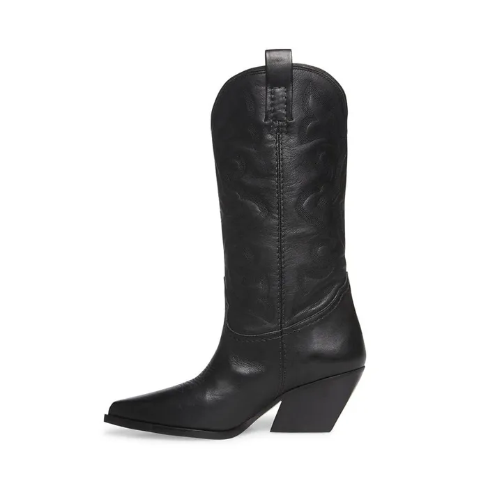 Steve Madden West Black Leather Womens Boots Steve Madden West Black Leather Womens Boots
