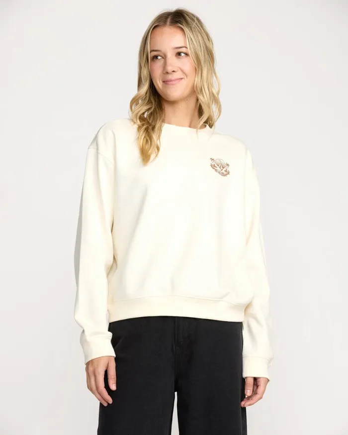 Stone Dream Crew Sweatshirt 8211 Bone Womens Volcom Hoodies and Sweatshirts