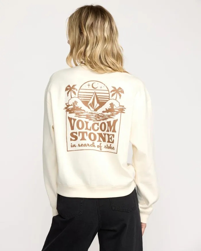 Stone Dream Crew Sweatshirt 8211 Bone Womens Volcom Hoodies and Sweatshirts