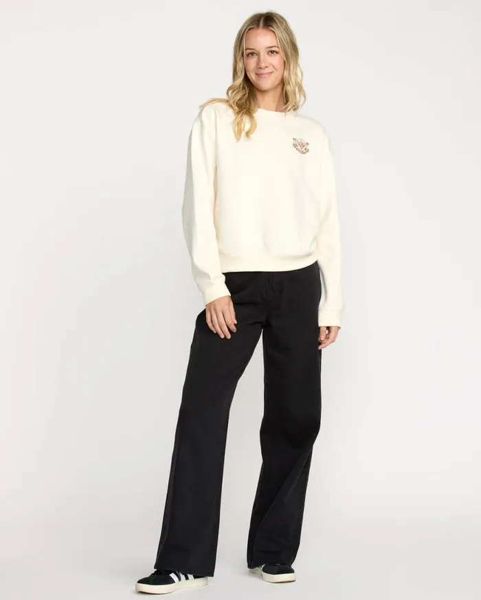 Stone Dream Crew Sweatshirt 8211 Bone Womens Volcom Hoodies and Sweatshirts