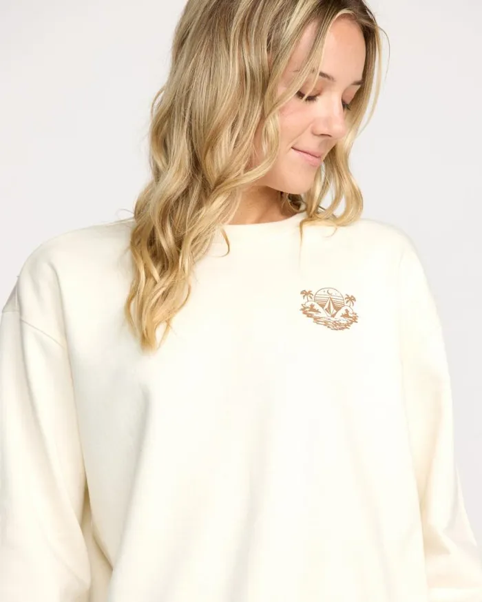 Stone Dream Crew Sweatshirt 8211 Bone Womens Volcom Hoodies and Sweatshirts