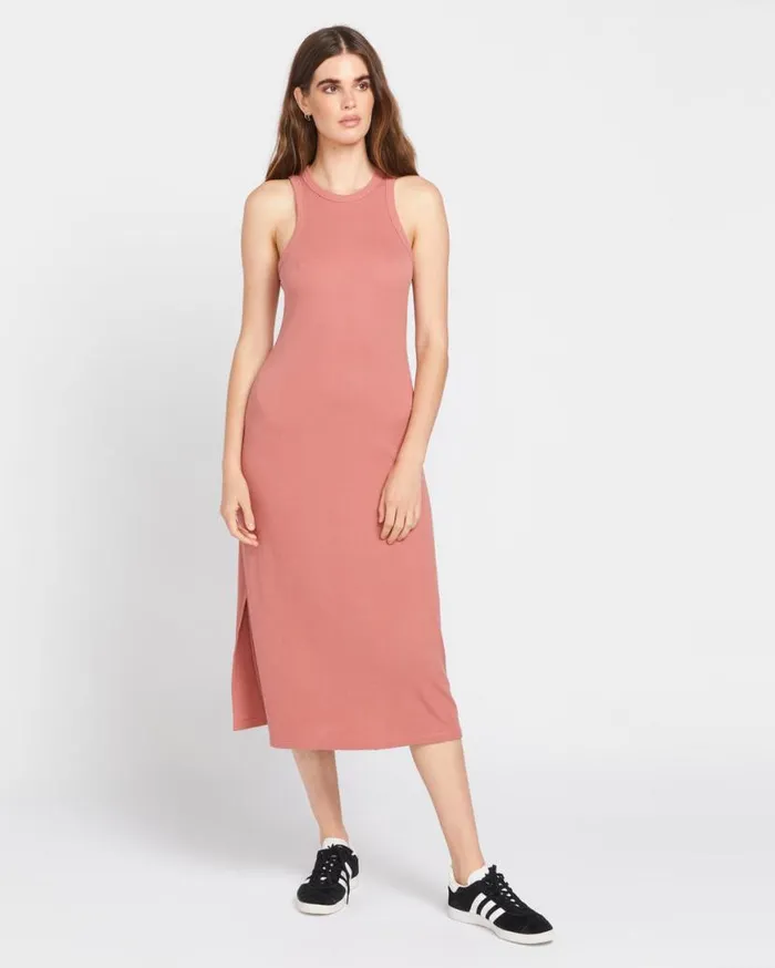 Stonelight Rib Dress 8211 Mauve Rose Womens Volcom Dresses