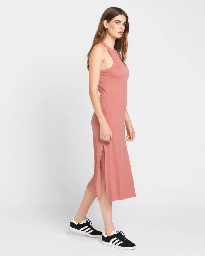 Stonelight Rib Dress 8211 Mauve Rose Womens Volcom Dresses