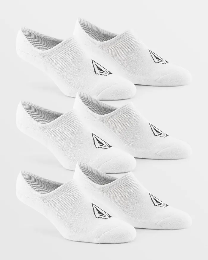 Stones No Show Sock 3 Pack 8211 White Mens Volcom Golf