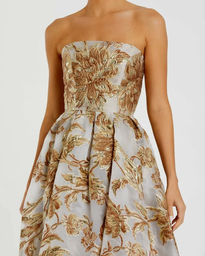 Strapless Brocade Midi Dress with Pockets Bronze Women Best Sellers Mac Duggal Strapless Brocade Midi Dress with Pockets Bronze Women Best Sellers Mac Duggal