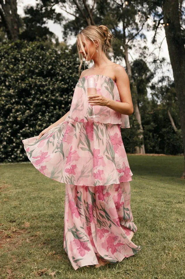 Strapless Dresses Women Petal and Pup Bloom Strapless Maxi Dress Pink Floral