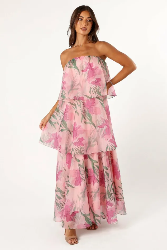 Strapless Dresses Women Petal and Pup Bloom Strapless Maxi Dress Pink Floral