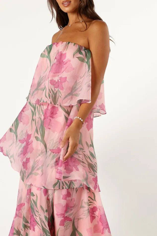 Strapless Dresses Women Petal and Pup Bloom Strapless Maxi Dress Pink Floral