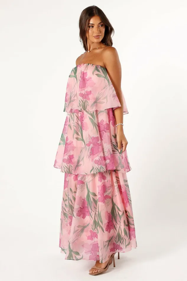 Strapless Dresses Women Petal and Pup Bloom Strapless Maxi Dress Pink Floral